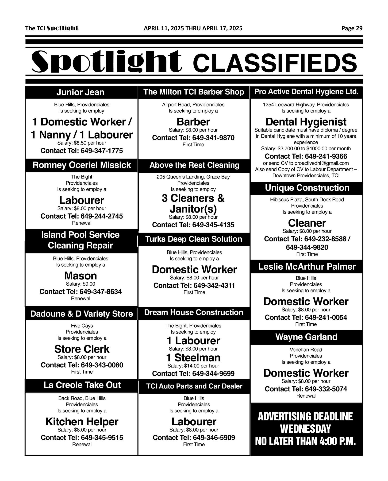 TCI Spotlight Classified Ads